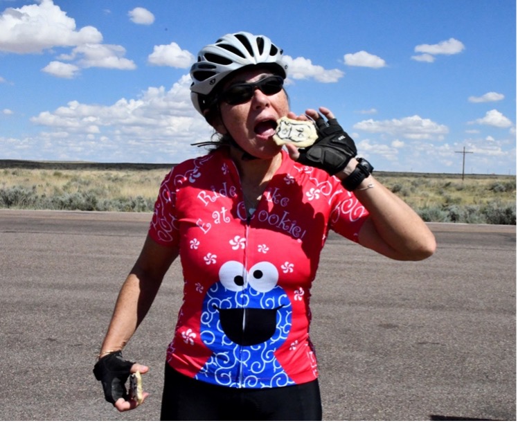 The ‘Cookie Monster” Ann Durkin joined “Oscar the Grouch” Mike O-Toole, both of Phoenix, on a journey during Pedal the Petrified. She said the sugar cookies at the Route 66 SAG stop were the best!