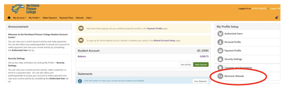 Electronic Refunds Electronic Refunds