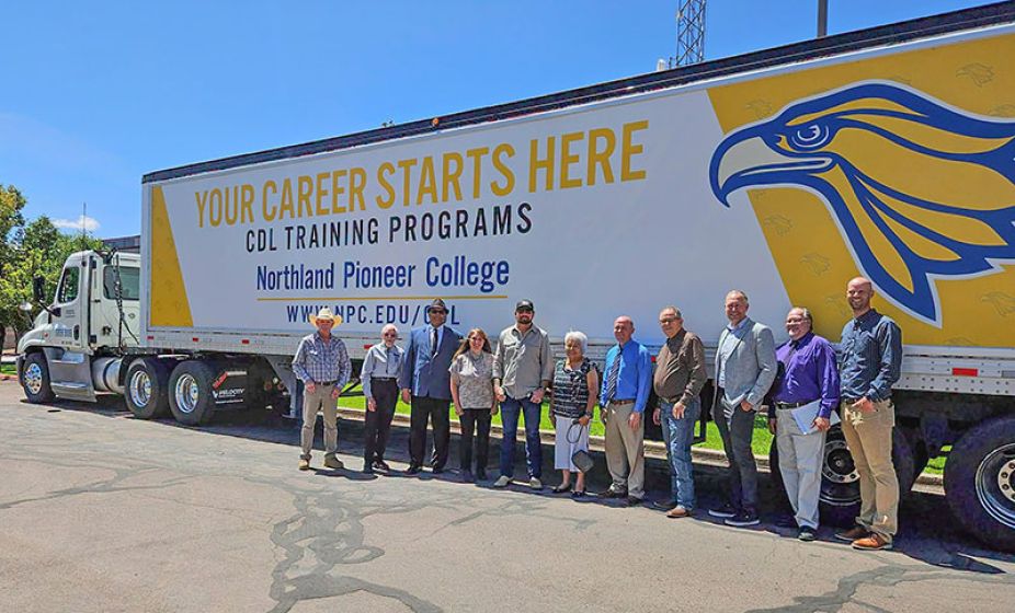 CDL Training Semi Truck and group of people