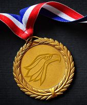 golden medal with NPC eagle head