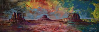 Monument Valley, acrylic on canvas, 12” x 36,” $125