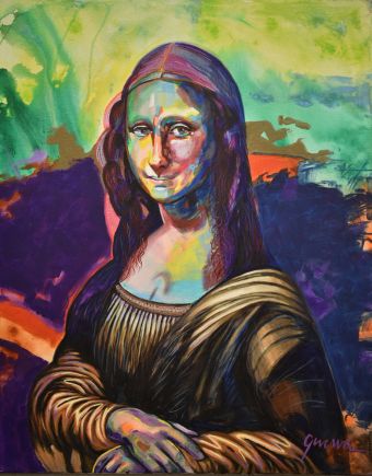 Mona Lisa, acrylic on canvas, 30” x 24,” $100