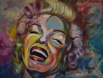 Marilyn, acrylic on canvas, 29” x 21.5,” $100