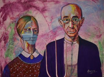 American Gothic, 2020, acrylic on canvas, 22.5” x 30.5,” $125