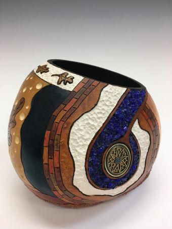 Constance Edler-Bradford, "Blue Dazzle Gourd", 7” x 8” x 8”, $127