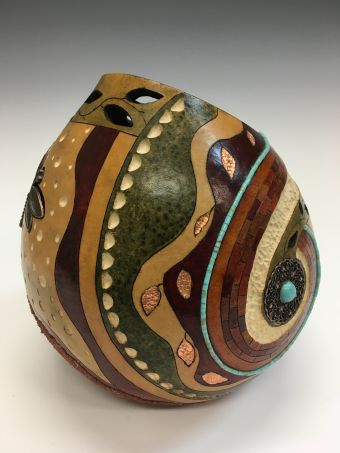 Constance Edler-Bradford, "Inspired", Gourd, 9.5” x 8” x 8”, NFS