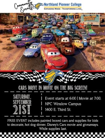 Cars Movie Night Winslow Northland Pioneer College