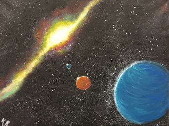 Krista Ross, "Galaxies Apart", acrylic, 12” x 14”, NFS
