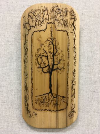 Reed Bradford, "Locally Grown", Wood, 24” x 12” x 1”, $175